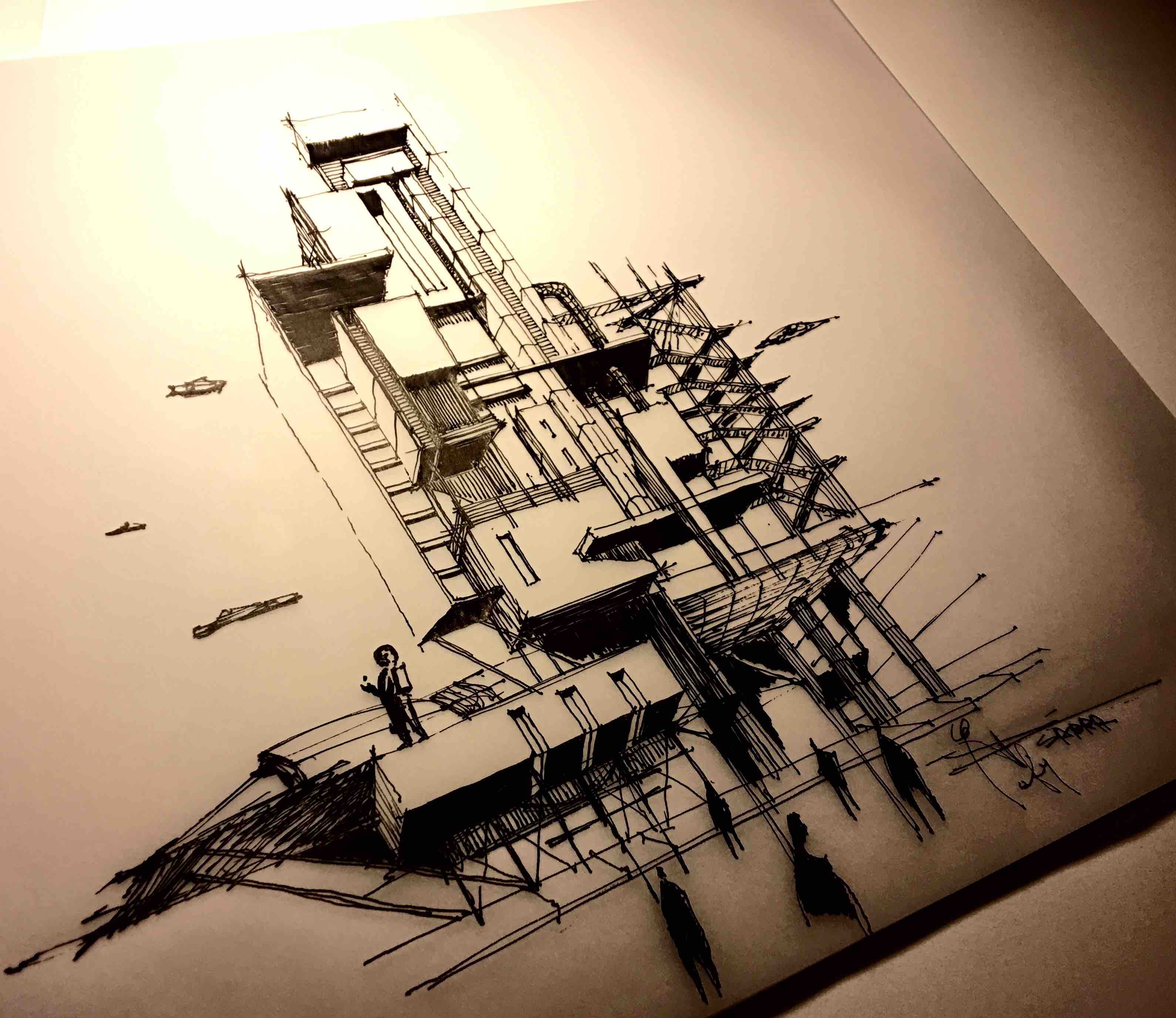 Architectural sketch by Rafiq Sabra|Sketches